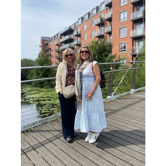 DEREK LAM X RTR Light Blue 100% Cotton Hourglass Cap Sleeve Tiered Dress Size 46 - Picture 12 of 12